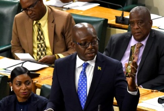 Agriculture and Fisheries Minister, Hon. Pearnel Charles Jr., making his contribution to the 2022/23 Sectoral Debate in the House of Representatives on Tuesday, May 17.

