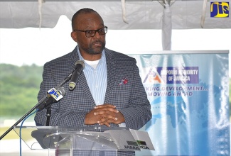 Director of Tourism, Jamaica Tourist Board (JTB), Donovan White, speaking at the official ceremony to welcome the arrival of the inaugural flight from Quality Corporate Aircraft Services (QCAS) Aero, from the Fort Lauderdale International Airport to the Ian Fleming International Airport, recently.