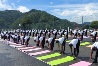 Jamaica Defence Force (JDF) personnel participate in a yoga session at the Newcastle Military Camp in St. Andrew on Sunday (June 12). The activity was organised by the High Commission of India in observance of United Nations International Day of Yoga 2022 on June 21. Chief of Defence Staff, Rear Admiral Antonette Wemyss-Gorman and India’s High Commissioner to Jamaica, His Excellency Rungsung Masakui, participated in the session.