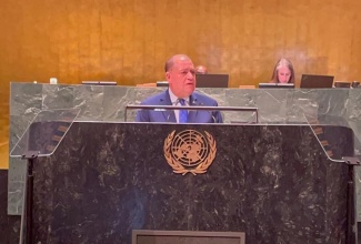 Minister of Transport and Mining, Hon. Audley Shaw, addresses the United Nations Road Safety Fund (UNRSF) High-Level Meeting on Improving Global Road Safety and First Pledging Conference on Thursday (June 30) at the United Nations Headquarters in New York.