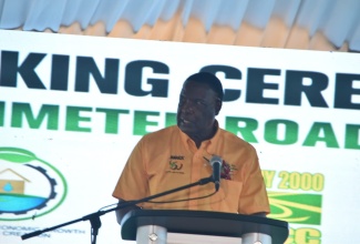 Mayor of Montego Bay and Chairman of the St. James Municipal Corporation, Councillor Leeroy Williams, speaks at the ceremony to break ground for the US$274.5-million Montego Bay Perimeter Road project at Ironshore in St. James, on July 16.