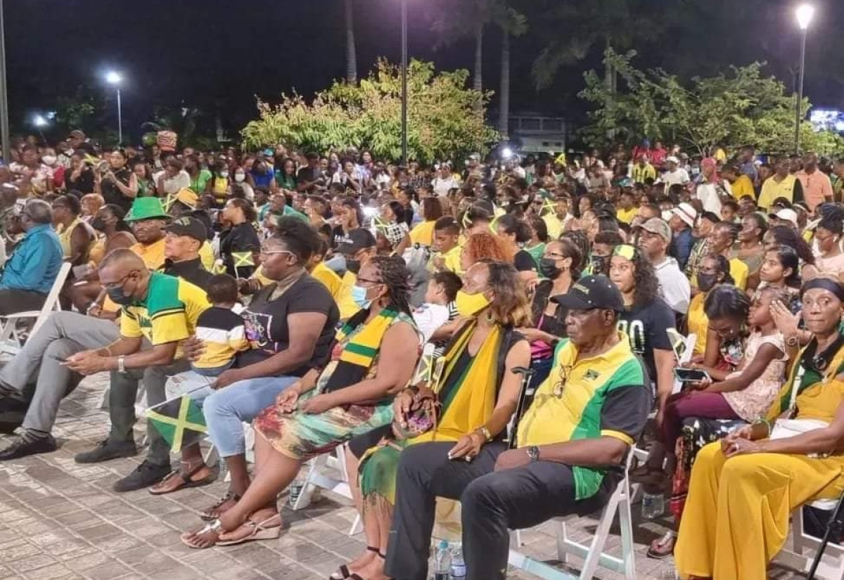 Mayor of Montego Bay, Councillor Leeroy Williams (first right), seated among patrons at the Western Jamaica Grand Gala held at Harmony Beach Park, Montego Bay, St. James on Sunday (August 7).

