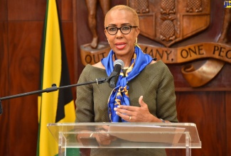 Minister of Education and Youth,  Hon. Fayval Williams, speaking during Wednesday’s (September 28) Post-Cabinet Press Briefing at Jamaica House.