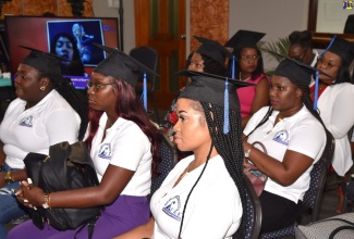 Several of the 114 participants in the Global Services Sector (GSS) Apprenticeship Programme, during their recent graduation ceremony at the Jamaica Promotions Corporation (JAMPRO) head office in Kingston.