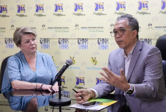 Think Tank 5 (708 KB)Cluster Director for Intelcia Jamaica, Mireille Debruycker, listens as Head of the Global Digital Services Unit at Jamaica Promotions Corporations (JAMPRO), Vivion Scully, addresses a JIS ‘Think Tank’, on Friday, September 23.

 

 