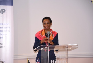 Director, United States Trade and Development Agency (USTDA), Enoh T. Ebong, speaks at the signing of a grant agreement between Jamaica and the USTDA at the Hilton Rose Hall Hotel, St. James, on September 7.