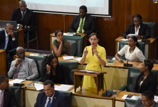 Member of Parliament for Portland Eastern, Ann Marie Vaz, making her contribution to the 2022/23 State of the Constituency Debate in the House of Representatives on Wednesday (September 21).