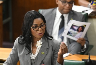 Member of Parliament, St. Thomas Eastern, Dr. Michelle Charles, emphasises a point during her contribution to the State of the Constituency Debate in the House of Representatives on October 25.