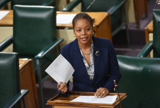 Minister of Legal and Constitutional Affairs, Hon. Marlene Malahoo Forte tables the Bail Act 2022 in the House of Representatives on Wednesday (Oct. 5). 