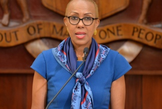 Minister of Education and Youth, Hon. Fayval Williams, addressing Wednesday’s (October 26) post-Cabinet press briefing at Jamaica House.