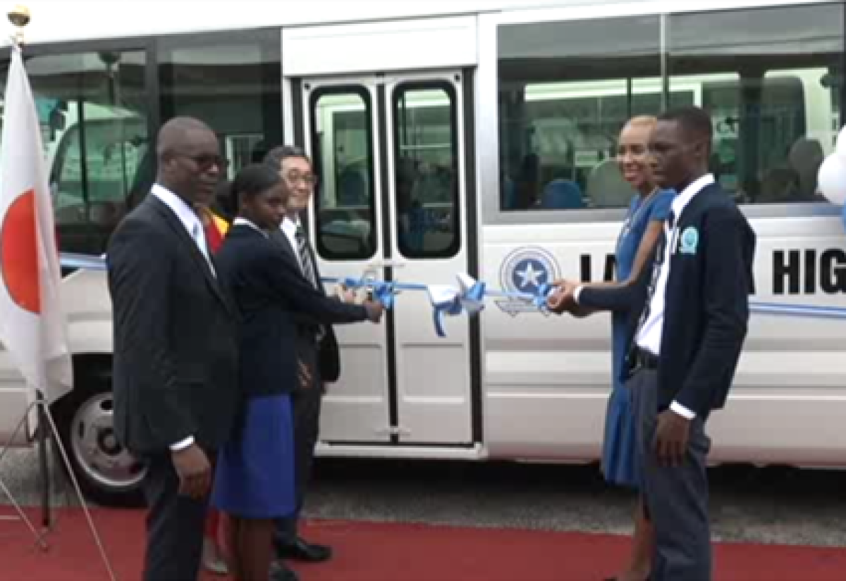 Lacovia High School Gets Two Buses from Japan