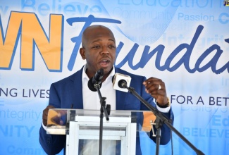 Minister of Agriculture and Fisheries, Hon. Pearnel Charles Jr., gives the keynote address at a ceremony to hand over the management of the of Elim Agro-Processing Plant to the Sydney Pagon Science, Technology, Engineering and Mathematics (STEM) Academy in St. Elizabeth on November 30.

