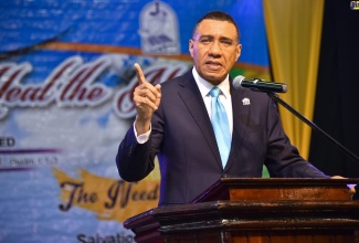 Prime Minister, the Most Hon. Andrew Holness, addressing the audience during the ‘Heal the Family, Heal the Nation’ conference, at the National Arena in Kingston on Wednesday (January 4). 