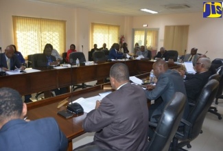 Councillors participating in the monthly meeting of the St. Elizabeth Municipal Corporation.