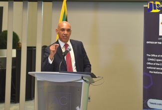 Prime Minister, the Most Hon. Andrew Holness, addressing a national security seminar hosted by the Office of the National Security Advisor, at the AC Hotel in Kingston on January 12.

