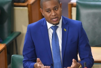 Minister without Portfolio in the Office of the Prime Minister, Hon. Floyd Green, speaking in the House of Representatives on Tuesday (January 10).