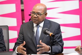 Tourism Minister, Hon. Edmund Bartlett, speaking during the launch of the Global Tourism Resilience Conference on January 12. The launch was held at the Jamaica Tourist Board offices in Kingston.