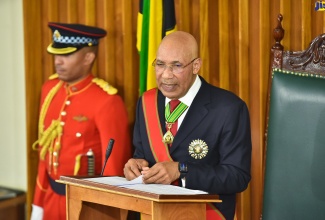 Governor-General, His Excellency the Most Hon. Sir Patrick Allen,  delivers the 2023/24 Throne Speech at Gordon House on February 14.