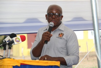 Minister of Agriculture and Fisheries, Hon. Pearnel Charles Jr, addresses the official launch of the Hague Agricultural and Industry Show in Falmouth, Trelawny on February 8.