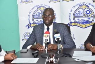 President of the Montego Bay Chamber of Commerce and Industry, Oral Heaven, addresses journalists at the entity’s headquarters at Freeport in Montego Bay, St. James, on Thursday, March 2.