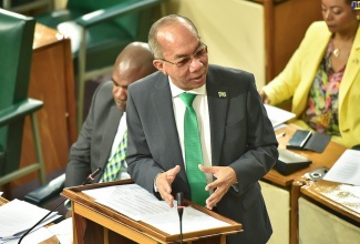 Deputy Prime Minister and Minister of National Security, Hon. Dr Horace Chang, makes his contribution to the 2023/24 Sectoral Debate in the House of Representatives, on April 25.



