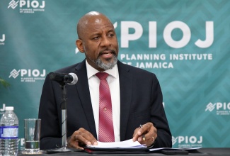 Director General, Planning Institute of Jamaica (PIOJ), Dr. Wayne Henry, speaking during the PIOJ’s semi-virtual quarterly media briefing on Tuesday (May 30).