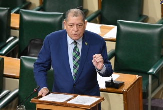 Minister of Transport and Mining, Hon. Audley Shaw, makes his contribution to the 2023/24 Sectoral Debate in the House of Representatives on Wednesday (May 9).