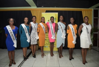 Contestants of the Jamaica Cultural Development Commission's Miss Clarendon Festival Queen Competition who will compete for the title on Saturday, June 3, 2023. The contestants are (from left) Shamoya Smith – Miss Juici Patties; Sharnakaye Wright – Miss Bill's Gas; Gabriella Matthews – Miss Privileged Pro; Britnie Edwards – Miss Worldnet Microfinance Limited; Shanecia Daley – Miss Cousin's Construction Services Limited; Tamone McLeod – Miss HomeBoyz Rentals; Briantae Bell – Miss Hotel Versalles and Abigail Madden – Miss Parts-A-Lot Ltd.