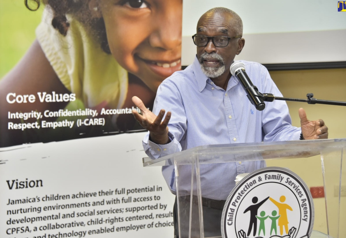 Head of the Department of Community Health and Psychiatry, University of the West Indies (UWI) Mona, Professor Wendel Abel, addresses the Child Protection and Family Services Agency’s (CPFSA)  mental health lecture at the UWI Regional Headquarters in St. Andrew on May 31. The lecture provided therapeutic interventions in response to children in State care who are experiencing childhood trauma. The aim is to build the capacity of participating children officers, enabling them to be more accurately diagnose and treat children with complex behavioural issues.


