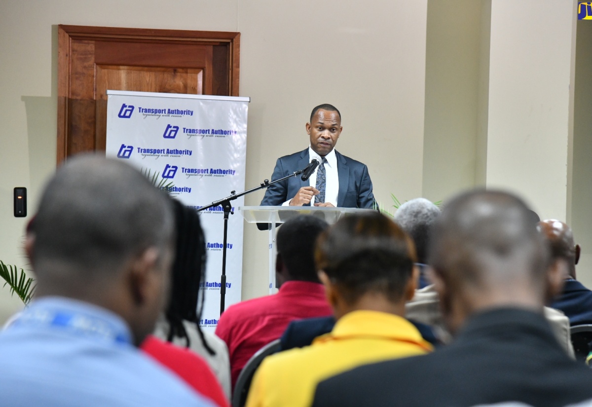 Managing Director of the Transport Authority, Ralston Smith, addresses the Transport Authority’s Transportation Conference 2023 on June 15 at the University of the West Indies (UWI) Regional Headquarters on the Mona Campus, St. Andrew.