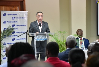 Minister of Science, Energy, Telecommunications and Transport, Hon. Daryl Vaz, addresses the Transport Authority’s Transportation Conference 2023 on June 15 at the University of the West Indies (UWI) Regional Headquarters on the Mona Campus, St. Andrew.