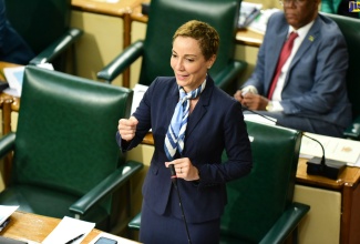 Minister of Foreign Affairs and Foreign Trade, Senator the Hon. Kamina Johnson Smith, addresses the sitting of the Senate on June 30.