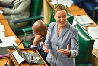 Minister of Foreign Affairs and Foreign Trade, Senator the Hon. Kamina Johnson Smith, addresses the Senate on Friday (July 7).