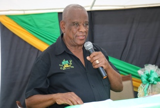 State Minister in the Ministry of Agriculture, Fisheries and Mining Hon. Franklin Witter, delivers the keynote address during the St. Thomas agricultural show on Friday (June 23). The event was staged by the Rural Agricultural Development Authority’s (RADA) St. Thomas office at the Rudolf Elder Park in Morant Bay.
