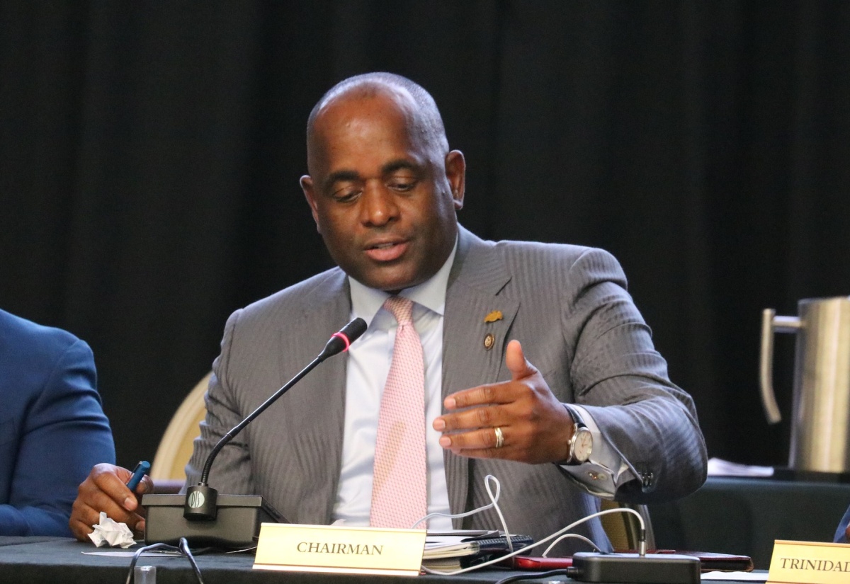 Chairman of the Caribbean Community (CARICOM) and Prime Minister of Dominica, Hon. Roosevelt Skerrit, addresses a press conference on July 5 to provide an update on decisions arrived at during the 45th Regular Meeting of the CARICOM Heads of Government, held in Port of Spain, Trinidad and Tobago.