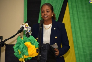 Minister of Legal and Constitutional Affairs, Hon. Marlene Malahoo Forte, delivers the main address at the commissioning ceremony for newly appointed Justices of the Peace (JPs) for the parish of Westmoreland, held at the Sean Lavery Faith Hall in Savanna-La-Mar on Thursday (Sept. 21).