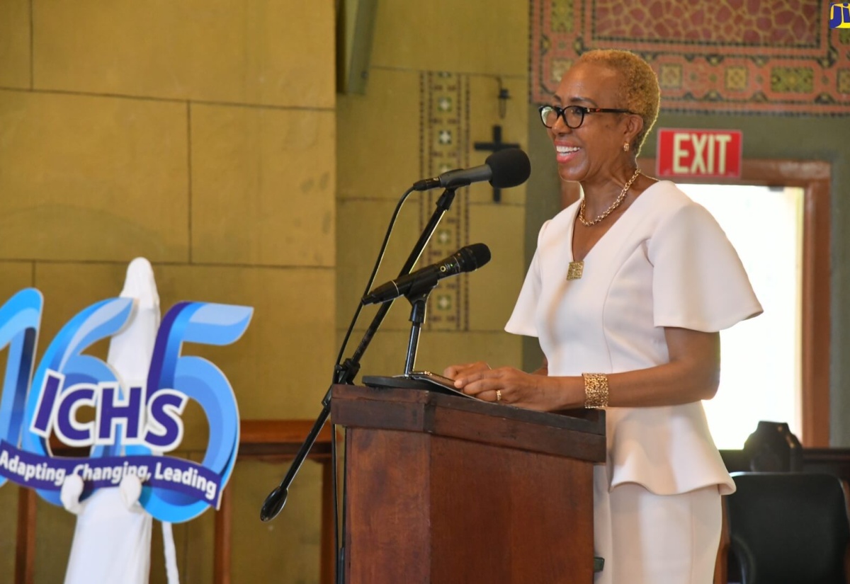 Minister of Education and Youth, Hon. Fayval Williams, delivers a brief address at the special mass in honour of the 165th Anniversary of the Immaculate Conception High School, under the theme, “Adapting, Changing, Leading: 165 years and Simply Immaculate.” The mass was held at the Holy Trinity Cathedral in Kingston today (October 1).