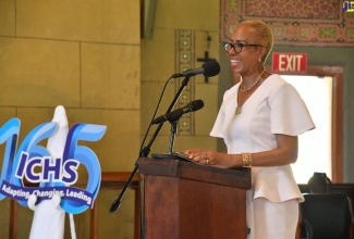 Minister of Education and Youth, Hon. Fayval Williams, delivers a brief address at the special mass in honour of the 165th Anniversary of the Immaculate Conception High School, under the theme, “Adapting, Changing, Leading: 165 years and Simply Immaculate.” The mass was held at the Holy Trinity Cathedral in Kingston today (October 1).