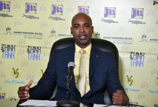 Senior Manager, Spatial Planning Division at the National Environment and Planning Agency (NEPA), Dwight Williams, speaks at a Jamaica Information Service ‘Think Tank’, on October 25.

