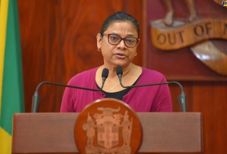 Chief Medical Officer, Dr. Jacquiline Bisasor-McKenzie, speaks during Wednesday’s (October 4) post-Cabinet press briefing at Jamaica House.

