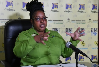 Principal Director (Acting) of the National Spatial Data Management Branch, Simone Lloyd, speaks at a recent Jamaica Information Service (JIS) Think Tank.

