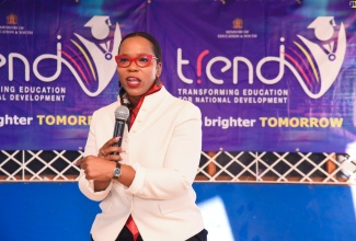 Permanent Secretary, Ministry of Education and Youth, Dr. Kassan Troupe, addresses the Ministry’s first TREND Staff Pop-Up. The event was held at the Ministry’s offices in Kingston on November 24.

