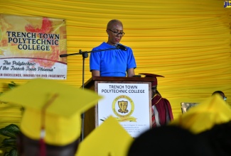 Minister of Education and Youth, Hon. Fayval Williams, addresses the audience at the Trench Town Polytechnic College graduation ceremony, which was held at the institution in Kingston on Wednesday (November 22).


