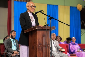 Minister of Education and Youth, Hon. Fayval Williams, addresses congregants during the Jamaica Independent Schools Association’s (JISA) National Church Service on Sunday (November 12). The service was held at the Kingston Open Bible Church under the theme: ‘Innovate and Ignite - Shaping the Future Together’.

