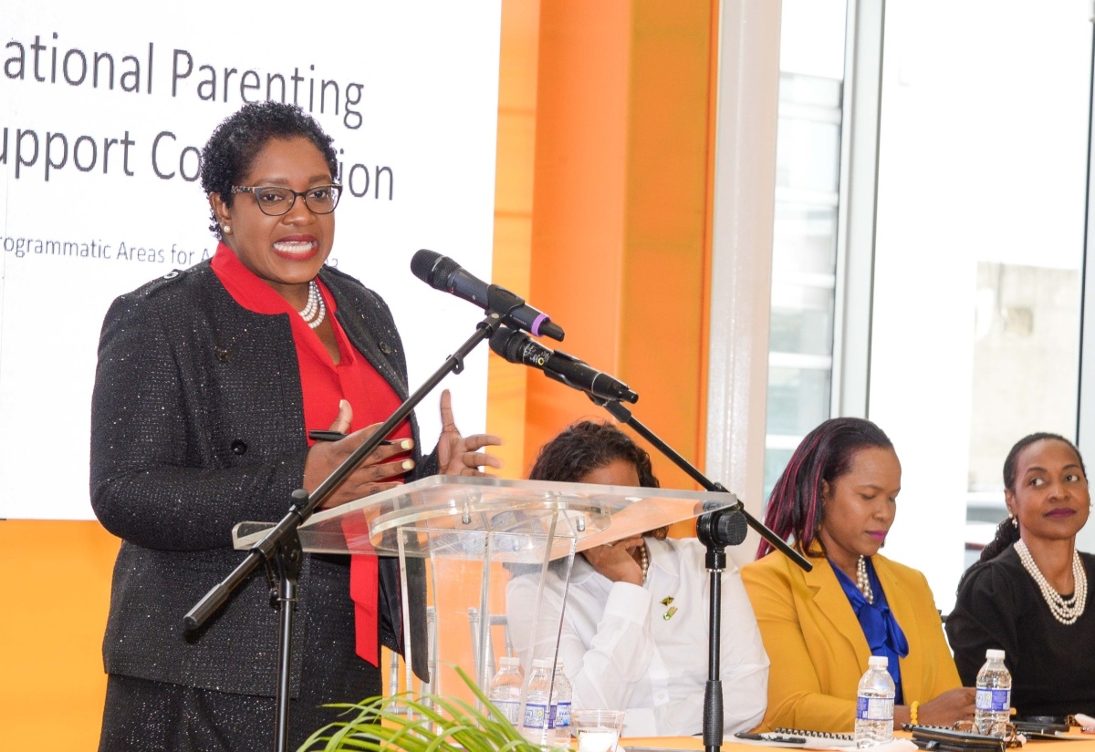 Chief Executive Officer, National Parenting Support Commission (NPSC), Kaysia Kerr, addressing the launch of National Parents Month on Wednesday (November 1). The ceremony was held at the ATL Automotive Group in Kingston.