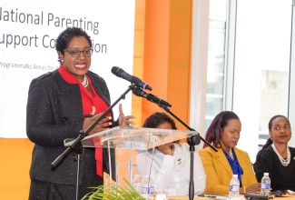 Chief Executive Officer, National Parenting Support Commission (NPSC), Kaysia Kerr, addressing the launch of National Parents Month on Wednesday (November 1). The ceremony was held at the ATL Automotive Group in Kingston.