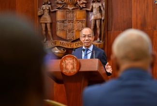 Deputy Prime Minister and Minister of National Security, Hon. Dr. Horace Chang,  responds to questions during yesterday’s (November 15) post-Cabinet press briefing at Jamaica House in St. Andrew.