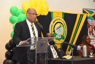 Chief Executive Officer, Passport, Immigration and Citizenship Agency (PICA), Andrew Wynter, delivers remarks during Monday’s (December 4) citizenship ceremony at The Jamaica Pegasus hotel in New Kingston.

