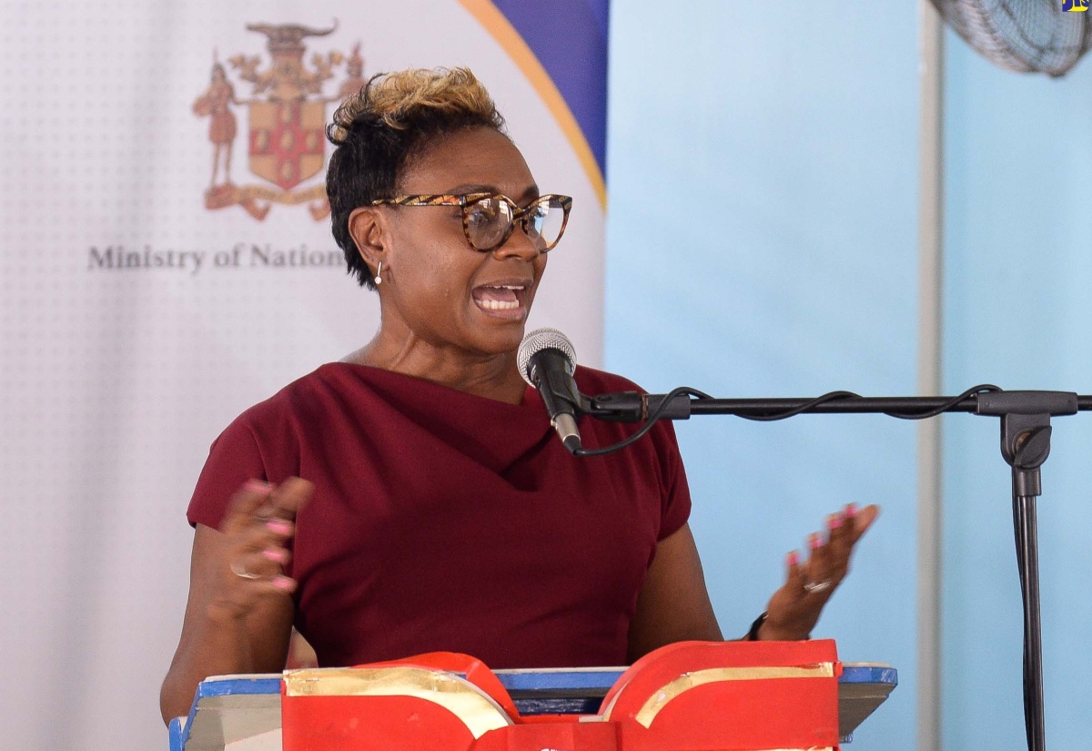 Minister of State at the National Security Ministry, Hon. Juliet Cuthbert-Flynn, delivers the keynote address at an Awards and Recognition Ceremony for inmates who participated in the Department of Correctional Services (DCS) Summer Programme, held at the St. Catherine Adult Correctional Centre in Spanish Town on December 11.

