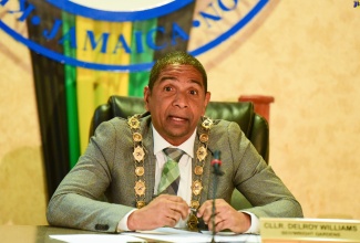 Mayor of Kingston, Senator Councillor Delroy Williams, addresses the monthly meeting of the Kingston and St. Andrew Municipal Corporation (KSAMC), on January 9 at the Council’s offices in downtown Kingston.

